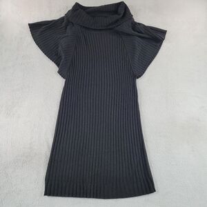 Calvin Klein Black Ribbed Knit Mini Sweater Dress